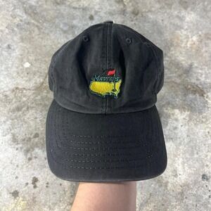 Black Masters golf hat with yellow and green embroidery